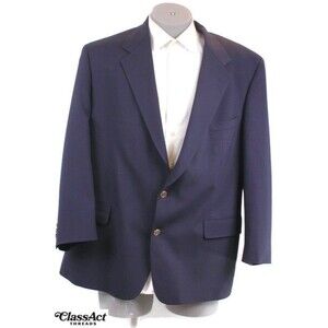Bill Blass Sport Coat Blazer Mens Blue 2 Metal Button Wool 44R